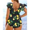 imageYonique Plus Size Swimsuits for Women One Piece Tummy Control Bathing Suits Ruffle SwimwearLemon
