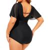 imageYonique Plus Size Swimsuits for Women One Piece Tummy Control Bathing Suits Ruffle SwimwearPure Black