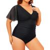 imageYonique Plus Size Swimsuits for Women One Piece Tummy Control Bathing Suits Ruffle SwimwearPure Black