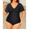 imageYonique Plus Size Swimsuits for Women One Piece Tummy Control Bathing Suits Ruffle SwimwearPure Black