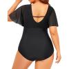 imageYonique Plus Size Swimsuits for Women One Piece Tummy Control Bathing Suits Ruffle SwimwearPure Black