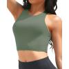 imageYonique Women Bikini Top Only Crop Swim Top Longline Swimsuit Tops High Neck Bathing Suit TopArmy Green