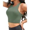imageYonique Women Bikini Top Only Crop Swim Top Longline Swimsuit Tops High Neck Bathing Suit TopArmy Green