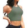 imageYonique Women Bikini Top Only Crop Swim Top Longline Swimsuit Tops High Neck Bathing Suit TopArmy Green