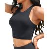 imageYonique Women Bikini Top Only Crop Swim Top Longline Swimsuit Tops High Neck Bathing Suit TopBlack