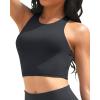 imageYonique Women Bikini Top Only Crop Swim Top Longline Swimsuit Tops High Neck Bathing Suit TopBlack
