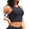 imageYonique Women Bikini Top Only Crop Swim Top Longline Swimsuit Tops High Neck Bathing Suit TopBlack