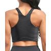 imageYonique Women Bikini Top Only Crop Swim Top Longline Swimsuit Tops High Neck Bathing Suit TopBlack and White Stripes