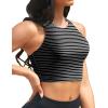 imageYonique Women Bikini Top Only Crop Swim Top Longline Swimsuit Tops High Neck Bathing Suit TopBlack and White Stripes