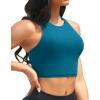 imageYonique Women Bikini Top Only Crop Swim Top Longline Swimsuit Tops High Neck Bathing Suit TopDark Green