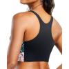 imageYonique Women Bikini Top Only Crop Swim Top Longline Swimsuit Tops High Neck Bathing Suit TopFlower Splicing