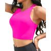 imageYonique Women Bikini Top Only Crop Swim Top Longline Swimsuit Tops High Neck Bathing Suit TopHot Pink