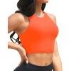 imageYonique Women Bikini Top Only Crop Swim Top Longline Swimsuit Tops High Neck Bathing Suit TopOrange