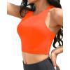 imageYonique Women Bikini Top Only Crop Swim Top Longline Swimsuit Tops High Neck Bathing Suit TopOrange