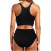 imageYonique Women Bikini Top Only Crop Swim Top Longline Swimsuit Tops High Neck Bathing Suit TopPure Black