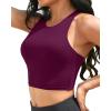 imageYonique Women Bikini Top Only Crop Swim Top Longline Swimsuit Tops High Neck Bathing Suit TopPurple