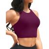 imageYonique Women Bikini Top Only Crop Swim Top Longline Swimsuit Tops High Neck Bathing Suit TopPurple