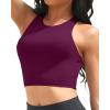 imageYonique Women Bikini Top Only Crop Swim Top Longline Swimsuit Tops High Neck Bathing Suit TopPurple