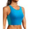 imageYonique Women Bikini Top Only Crop Swim Top Longline Swimsuit Tops High Neck Bathing Suit TopQueen Blue