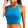 imageYonique Women Bikini Top Only Crop Swim Top Longline Swimsuit Tops High Neck Bathing Suit TopQueen Blue