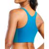 imageYonique Women Bikini Top Only Crop Swim Top Longline Swimsuit Tops High Neck Bathing Suit TopQueen Blue