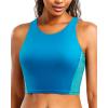 imageYonique Women Bikini Top Only Crop Swim Top Longline Swimsuit Tops High Neck Bathing Suit TopQueen Blue