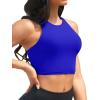 imageYonique Women Bikini Top Only Crop Swim Top Longline Swimsuit Tops High Neck Bathing Suit TopRoyal Blue