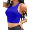 imageYonique Women Bikini Top Only Crop Swim Top Longline Swimsuit Tops High Neck Bathing Suit TopRoyal Blue