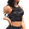 imageYonique Women Bikini Top Only Crop Swim Top Longline Swimsuit Tops High Neck Bathing Suit TopTiedye Camouflage