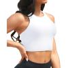 imageYonique Women Bikini Top Only Crop Swim Top Longline Swimsuit Tops High Neck Bathing Suit TopWhite
