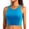 imageYonique Women Bikini Top Only Crop Swim Top Longline Swimsuit Tops High Neck Bathing Suit TopQueen Blue