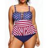 imageYonique Plus Size Swimsuits for Women Tummy Control Two Piece Bathing Suits Peplum Tankini Tops High Waisted SwimwearAmerican Flag