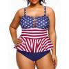 imageYonique Plus Size Swimsuits for Women Tummy Control Two Piece Bathing Suits Peplum Tankini Tops High Waisted SwimwearAmerican Flag