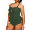 imageYonique Plus Size Swimsuits for Women Tummy Control Two Piece Bathing Suits Peplum Tankini Tops High Waisted SwimwearArmy Green