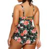 imageYonique Plus Size Swimsuits for Women Tummy Control Two Piece Bathing Suits Peplum Tankini Tops High Waisted SwimwearBlack  Floral