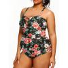 imageYonique Plus Size Swimsuits for Women Tummy Control Two Piece Bathing Suits Peplum Tankini Tops High Waisted SwimwearBlack  Floral