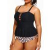 imageYonique Plus Size Swimsuits for Women Tummy Control Two Piece Bathing Suits Peplum Tankini Tops High Waisted SwimwearBlack  Leopard