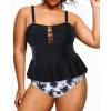 imageYonique Plus Size Swimsuits for Women Tummy Control Two Piece Bathing Suits Peplum Tankini Tops High Waisted SwimwearBlack 01