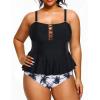 imageYonique Plus Size Swimsuits for Women Tummy Control Two Piece Bathing Suits Peplum Tankini Tops High Waisted SwimwearBlack 01