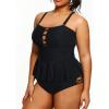 imageYonique Plus Size Swimsuits for Women Tummy Control Two Piece Bathing Suits Peplum Tankini Tops High Waisted SwimwearBlack