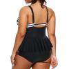 imageYonique Plus Size Swimsuits for Women Tummy Control Two Piece Bathing Suits Peplum Tankini Tops High Waisted SwimwearBlack Stripe