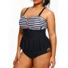 imageYonique Plus Size Swimsuits for Women Tummy Control Two Piece Bathing Suits Peplum Tankini Tops High Waisted SwimwearBlack Stripe