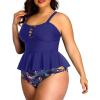 imageYonique Plus Size Swimsuits for Women Tummy Control Two Piece Bathing Suits Peplum Tankini Tops High Waisted SwimwearBlue 01