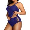 imageYonique Plus Size Swimsuits for Women Tummy Control Two Piece Bathing Suits Peplum Tankini Tops High Waisted SwimwearBlue 02