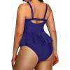 imageYonique Plus Size Swimsuits for Women Tummy Control Two Piece Bathing Suits Peplum Tankini Tops High Waisted SwimwearBlue 02