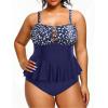 imageYonique Plus Size Swimsuits for Women Tummy Control Two Piece Bathing Suits Peplum Tankini Tops High Waisted SwimwearBlue Dot