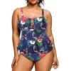 imageYonique Plus Size Swimsuits for Women Tummy Control Two Piece Bathing Suits Peplum Tankini Tops High Waisted SwimwearBlue Floral