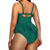 imageYonique Plus Size Swimsuits for Women Tummy Control Two Piece Bathing Suits Peplum Tankini Tops High Waisted SwimwearGreen
