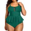 imageYonique Plus Size Swimsuits for Women Tummy Control Two Piece Bathing Suits Peplum Tankini Tops High Waisted SwimwearGreen