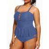 imageYonique Plus Size Swimsuits for Women Tummy Control Two Piece Bathing Suits Peplum Tankini Tops High Waisted SwimwearGrey Blue